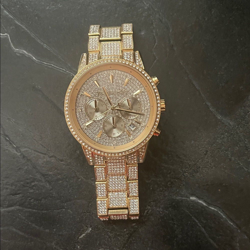 Michael Kors Gold and Silver Watch with Crystal Accents